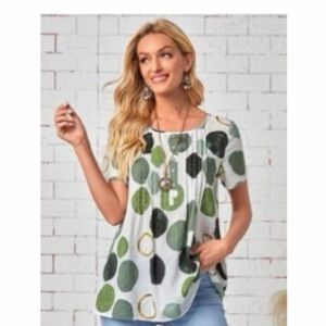 Emery Rose green polka dot top size large